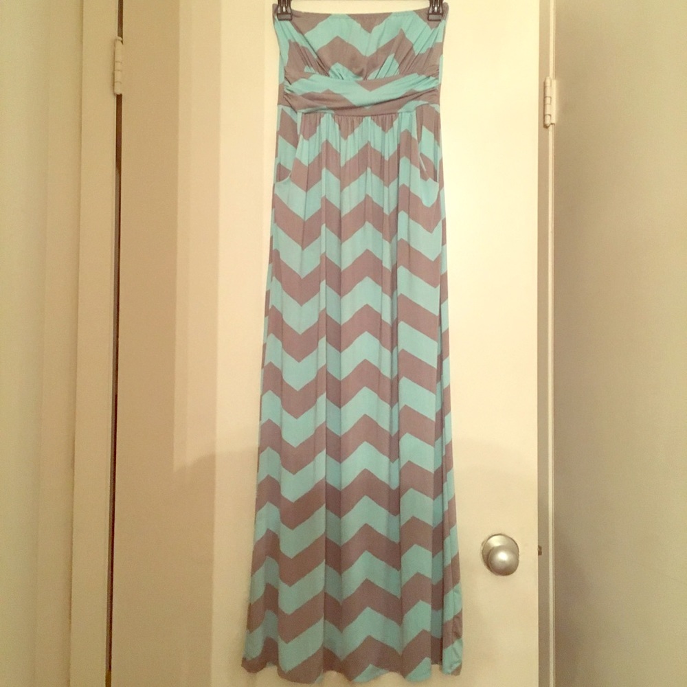 FASHIONOMICS Blue & Grey Maxi Dress